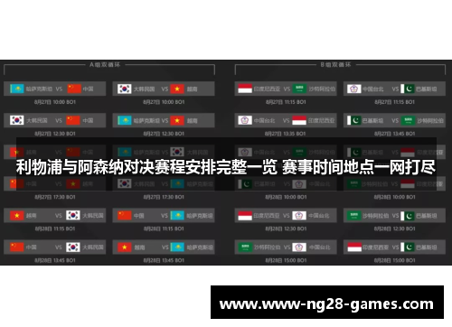 利物浦与阿森纳对决赛程安排完整一览 赛事时间地点一网打尽